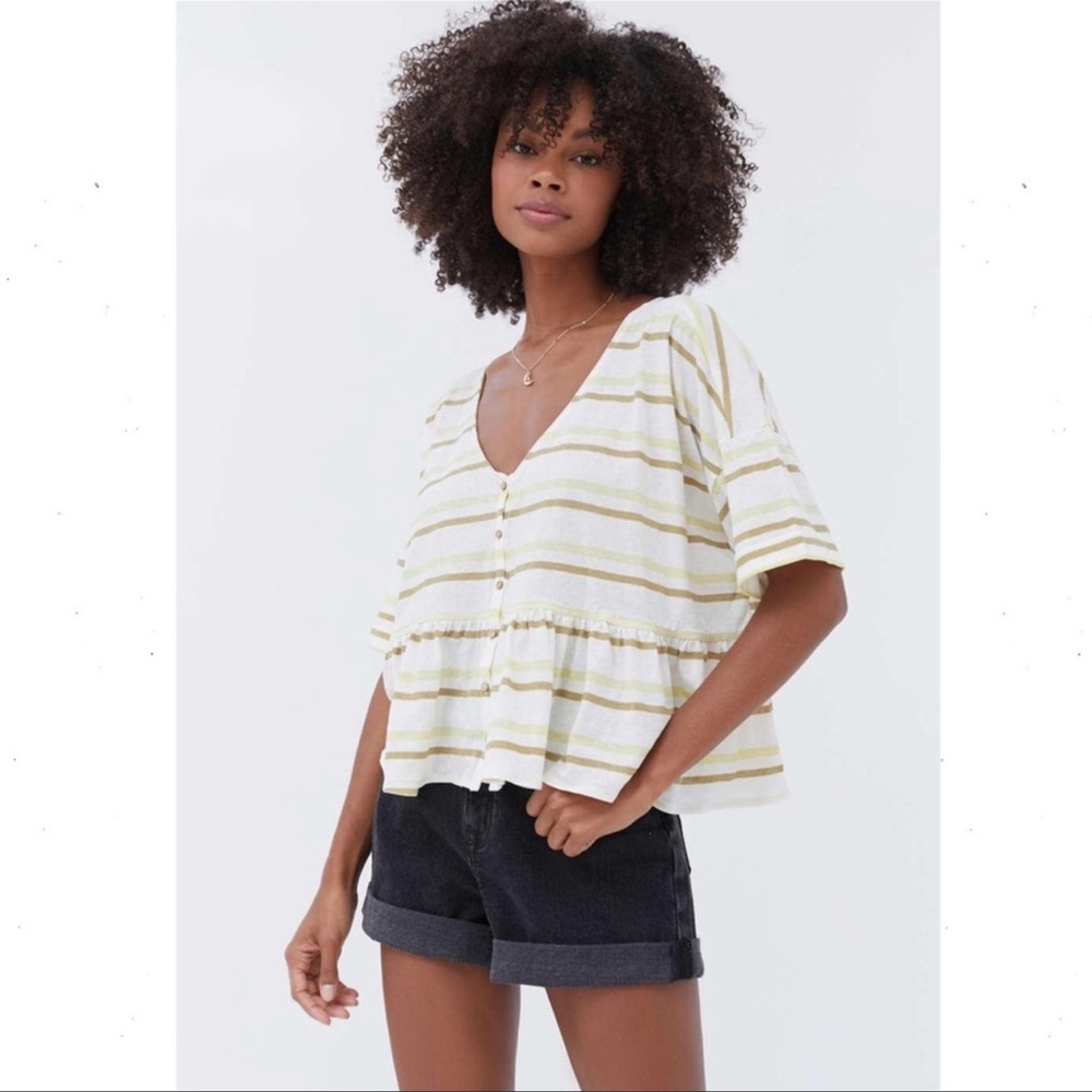 Urban outfitters striped Lainey Babydoll top from out from under